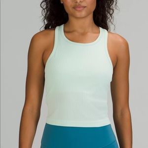 Ebb to Street Cropped Racerback Tank Top. Size 12. Color: Delicate Mint.